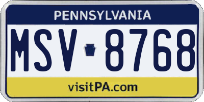 PA license plate MSV8768