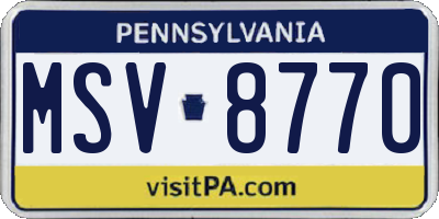 PA license plate MSV8770