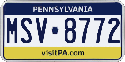 PA license plate MSV8772