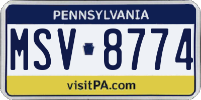 PA license plate MSV8774
