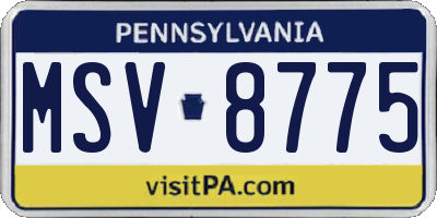 PA license plate MSV8775