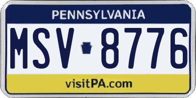 PA license plate MSV8776