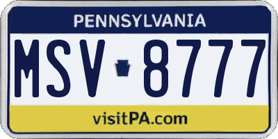 PA license plate MSV8777