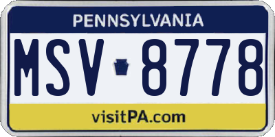 PA license plate MSV8778