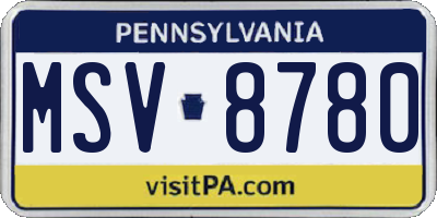 PA license plate MSV8780