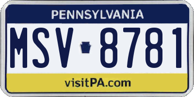 PA license plate MSV8781