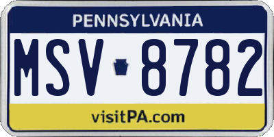 PA license plate MSV8782