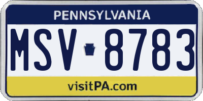 PA license plate MSV8783