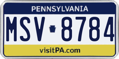 PA license plate MSV8784