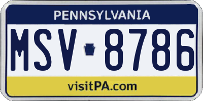 PA license plate MSV8786
