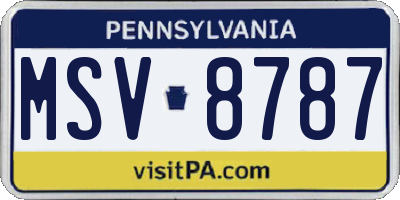 PA license plate MSV8787