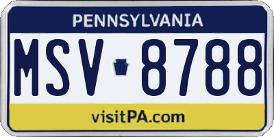 PA license plate MSV8788