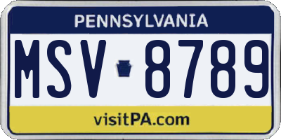 PA license plate MSV8789