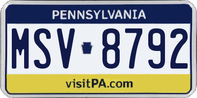PA license plate MSV8792