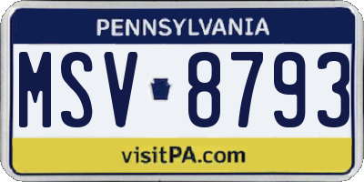 PA license plate MSV8793