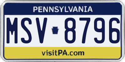 PA license plate MSV8796