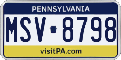PA license plate MSV8798