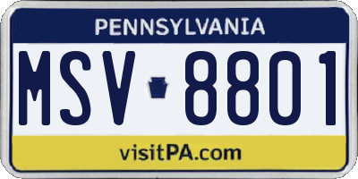 PA license plate MSV8801