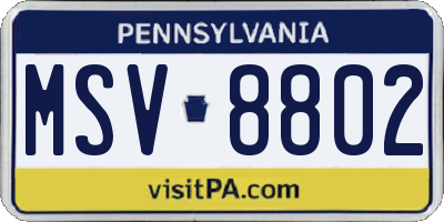 PA license plate MSV8802