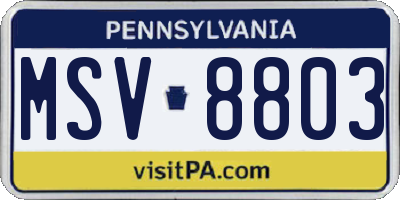 PA license plate MSV8803