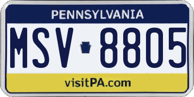 PA license plate MSV8805