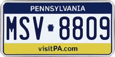 PA license plate MSV8809