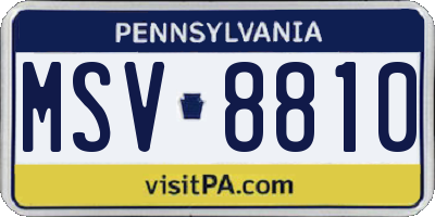 PA license plate MSV8810