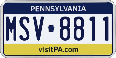 PA license plate MSV8811