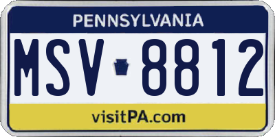 PA license plate MSV8812