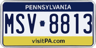 PA license plate MSV8813