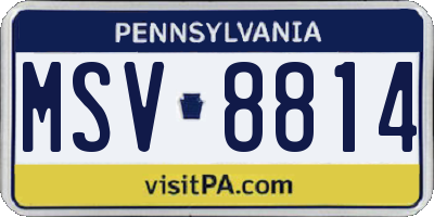 PA license plate MSV8814