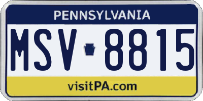 PA license plate MSV8815