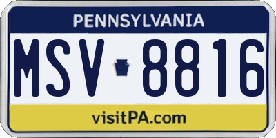 PA license plate MSV8816