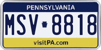 PA license plate MSV8818