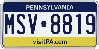 PA license plate MSV8819