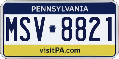 PA license plate MSV8821