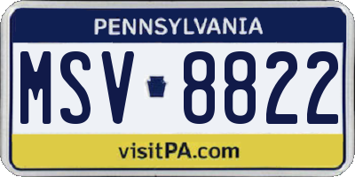 PA license plate MSV8822