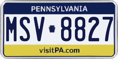 PA license plate MSV8827