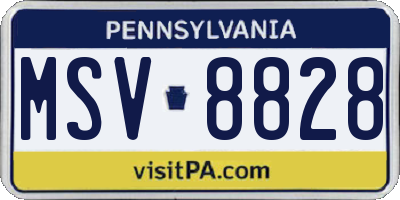 PA license plate MSV8828