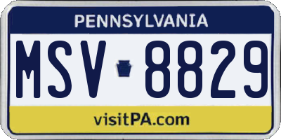 PA license plate MSV8829