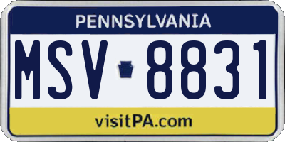 PA license plate MSV8831