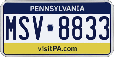 PA license plate MSV8833