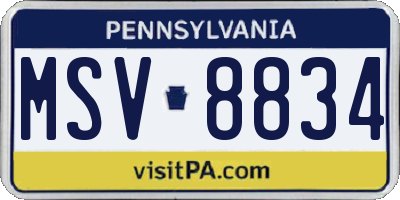 PA license plate MSV8834