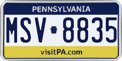 PA license plate MSV8835