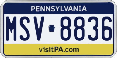 PA license plate MSV8836