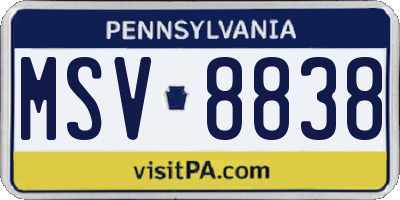 PA license plate MSV8838