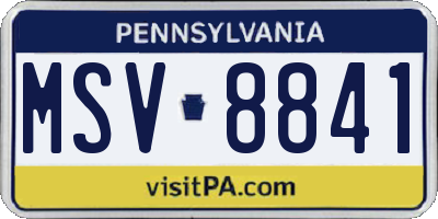 PA license plate MSV8841