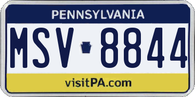 PA license plate MSV8844