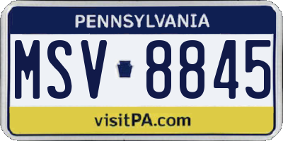 PA license plate MSV8845