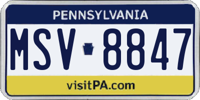 PA license plate MSV8847